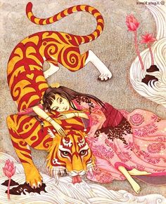 Agata Kawa illustration and my future tattoo_2 Tigre Y Dragon, Art Tigre, Mother Art, Tiger Art, Tiger Tattoo, Art Et Illustration, A Tiger, Arte Animal, Painting Illustration