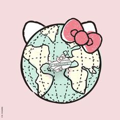 an image of the earth with hello kitty on it