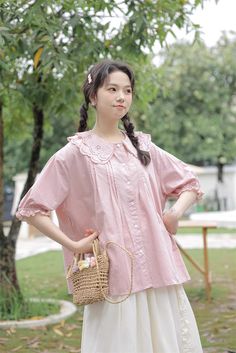 Button up shirt with a broderie eyelet peter pan collar blouse and half-length puff sleeves. S: 38.5" chest, 25" lengthM: 40" chest, 25" lengthL: 41.5" chest, 25.5" lengthXL: 43" chest, 25.5" length Pan Collar Blouse, Peter Pan Collar Blouse, Collar Blouse, Overall Dress, Pan Collar, Sweater Blouse, Peter Pan Collar, Cardigan Jacket, Promo Codes