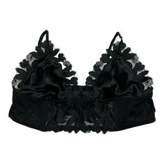 New Bralette. Wireless. Adjustable Straps. Unlined. Combination Of Silky Material And Lace. Hook And Eye Back Closure. Black Low-cut Lace Bra, Coquette Lace Bra For Night Out, Victoria's Secret Black Lace Bra, Coquette Lace Trim Bra For Parties, Black Lace Party Bra, Victoria's Secret Lace Bra For Night Out, Black Coquette Bra For Party, Black Stretch Bra With Lace Trim, Coquette Black Party Bra