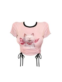 Women Korean Fashion Kawaii Bodycon Short Sleeve Crop Tops Y2k Streetwear Graphic Coquette O-Neck Tees 2000s Aesthetic T-ShirtsFit Type: SKINNYFit: Fits true to size, take your normal sizeSeason: Spring/SummerAge: JUNIORSleeve Style: regularCollar: O-NeckPattern Type: AnimalClothing Length: shortDecoration: ShirringSleeve Length(cm): shortFabric Type: blendedStyle: SweetMaterial: POLYESTERGender: WOMENTops Type: TEESItem Type: topsCN: GuangdongElasticity: Medium Strecth Size ChartSlide the ... Trendy Pink Top With Cat Print, Harajuku Style Tops For Spring Streetwear, Trendy Pink Tops With Cat Print, Fitted Harajuku Cotton Tops, Fitted Harajuku Style Summer Tops, Fitted Cotton Harajuku Tops, Y2k Hello Kitty Print T-shirt For Spring, Kawaii Cat Print Tops For Summer, Kawaii Cat Print Tops For Spring