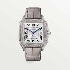 Luxury Diamond Automatic Watches, Cartier Diamond Watch With Palladium Hardware, Luxury Automatic Diamond Watch, Timeless Cartier Diamond Watch With Palladium Hardware, Luxury Automatic Watch Accessories For Anniversary, Luxury Automatic Watches, Classic White Gold Everyday Luxury Watch, Silver Automatic Diamond Watch For Formal Occasions, White Gold Automatic Diamond Watch For Business