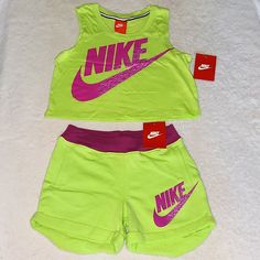 Crop Tank Top 6x Key Lime & Shorts With Pockets 6x Key Lime Purchased Seperately But A Matching Set Reminder App Charges 20% Fee On Items $16 & Over And $3 Fee On Items $15 & Under. All Nwt Items Are Priced At Retail, Reasonable Offers Are Always Welcomed! Green Cotton Sporty Sets, Cotton Sports Sets In Short Style, Cotton Sports Set With Shorts, Fitted Sportswear Sets For Summer, Summer Workout Sportswear Sets, Casual Green Playwear Sets, Green Casual Playwear Sets, Nike Summer Shorts For Playwear, Nike Shorts For Summer Playwear