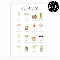 a poster with different types of cocktails