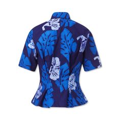 Hand-Batik Cotton Fitted Shirt Features darts at the back to allow for waist tailoring as desired. Blazer And T Shirt, Fitted Shirt, Blue Hawaiian, Short Suit, Spring Summer 2017, Spring Summer 2016, Pant Shirt, Skirt Suit, Kids Sweatshirt