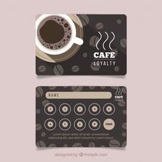 two business cards with coffee beans and the words cafe royaltyvectors on them