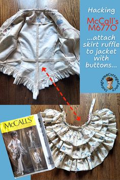 ...one day i might follow a pattern completely as intended...but leave it to me to HACK every single pattern so far...

...HACK this time? to be able to attach the skirt ruffle to this jacket (per pattern: ruffle was to be tied on--understandably so--it's heavy)...

#eVaVie #CottageFancy #CottageFancyDresses
#CottageFancyVintage
#ShabbyChicJacket
#bespokejacket #Bespokevintagejacket
#americancolonialprint
#McCallsM6770
#VictorianGoth
#VictorianRuffledJacket
#SteamPunkCostume
#SteamPunkSewing Led Jacket, Bespoke Jacket, Skirt Ruffle, Victorian Goth, Steampunk Costume, Vintage Jacket, Fancy Dresses, Sewing Patterns, Sewing