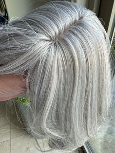 Grey Hair Wax, Butterfly Bangs, Grey Hair Topper, Hair Color Swatches, Layered Bangs, Hair Toppers For Women, Grey Hair Care, Silver White Hair, Grey White Hair