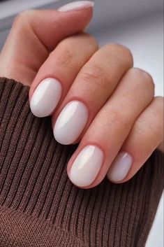 Winter Nail Color Trends, Winter Nail Color Trends, Winter Nail Color Trends 2023, Milky White Nails, white nails, muted white nails, Winter Nail Color Trends 2023 | Milky White Milky Pink Nails, White Gel Nails, Kutek Disney, Milky Pink, Milky Nails, January Nails, Short Gel Nails, Nail Colors Winter, Her Nails