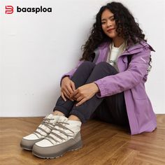 Baasploa Women Winter Snow Boots Comfort Plush Keep Warm Ankle Boots Women Non-Slip Waterproof Casual Non-slip Waterproof Boots For Outdoor, Winter Hiking Waterproof Ankle-high Boots, Winter Waterproof Slip-on Boots With Rubber Sole, Winter Lace-up Waterproof Boots With Vibram Sole, Winter Waterproof Non-slip Outdoor Boots, Warm Snow Boots, Winter Snow Boots, Walking Shoes, Winter Casual