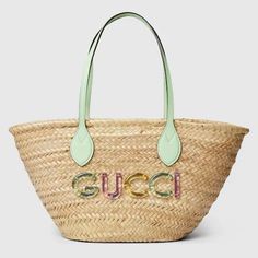 Wool Tote, Gucci Tote Bag, Basket Tote, Straw Basket, Gucci Logo, Straw Tote Bag, Gucci Tote, Small Tote Bag, Straw Bags