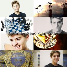 a collage of photos with the words lyslander xeno scamander