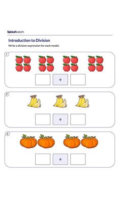 the worksheet for addition to division with apples and oranges on it, which are