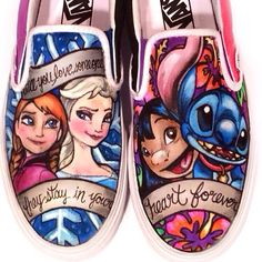 From .@Jill Meyers Meyers Forie | "Once you love someone, they stay in your heart forever." Custom Vans | Webstagram Diy Vans, Disney Painted Shoes, Artsy Shoes, Paint Shoes, Shoes Disney, Painted Canvas Shoes