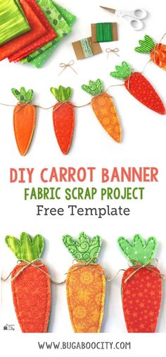 the fabric carrot banner is being displayed with scissors