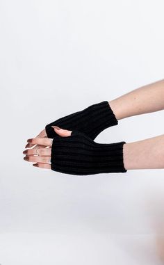 I'm in a mood. A moody mood. The kind of moody mood that has me feeling... moody. Add the final touch to yer lewk with the Bad Mood Fingerless Knit Gloves! These knitted mini arm warmers go just past your wrists and come with thumbholes for comfortable all-day wear. These will be yer new fave wardrobe staple to pair with anything and everything! One size. Super stretchy. Fingerless Gloves Black, Knitted Fingerless Gloves, Soft Gloves, Finger Knitting, Fingerless Gloves Knitted, Gloves Black, Blazer Jeans, Wrist Warmers, Solid & Striped