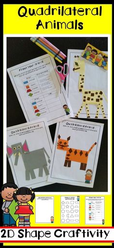 four different animal crafts for kids to make with paper and scissors, including an origami