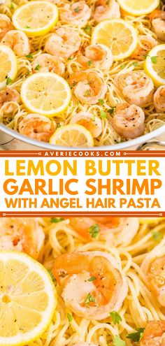 lemon butter garlic shrimp with angel hair pasta