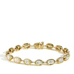 Oval Bezel Set Diamond Bar Bracelet in 18k Yellow Gold Fancy Shape Diamond Bracelet, Bezel Set Bracelet, Tennis Bracelets Diamonds, Oval Diamond Tennis Bracelet, Bezel Tennis Bracelet, Jelewry Gold, Oval Diamond Bracelet, Yellow Diamond Bracelet, Diamond Bezel Bracelet