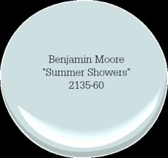 a white paint with the words benjamin moore's summer showers written in black on it