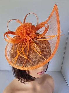 Orange Colour Fascinator With Flower Headband and Clip Wedding Hat,Royal Ascot Ladies Day Size: approx :- 29cm x 21cm Material:-,Feathers,Sinamay  Note :- I can't accept return.. Thanks                                                          Customer's returns fascinator or other items  to me so shop will deduct shipping cost from refund  Which shipping cost shop will pay or paid for customer orders  Thank you Adjustable Hair Accessories For Church In Spring, Adjustable Summer Ceremony Headpieces, Adjustable Summer Headband For Church, Adjustable Fascinator For Kentucky Derby Ceremony, Summer Ceremony Costume Hats And Headpieces, Adjustable Headpieces For Royal Ascot Ceremony, Summer Wedding Adjustable Headband, Adjustable Mini Hats For Spring Ceremonies, Adjustable Hats For Summer Ceremonies