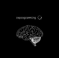 a black and white photo with the words programming written on it in front of a brain