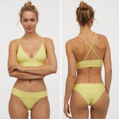 H&M Bikini Bottoms // Nwt Color: Light Yellow/Ribbed Condition: Never Worn (Purchased Wrong Size, The Attached Store Tags Said Size 4) Size: 6 H&m Fitted Swimwear For Poolside, H&m Beachwear Swimwear For Swimming, H&m Fitted Swimwear For Beach Season, Fitted H&m Swimwear For Poolside, H&m Fitted Swimwear For Vacation, Fitted H&m Swimwear For Beach Season, Fitted H&m Swimwear For Vacation, Burgundy Swimsuit, Navy Blue Bikinis