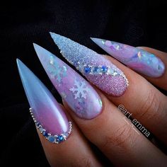 Ice Queen Nails, Snow Nails, Sugar Nails, Queen Nails, Lovely Nails, Winter Nails Acrylic, Swarovski Nails, Goth Nails, Vibrant Nails