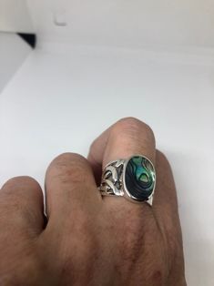 Lovely polished sterling silver set with a huge Abalone set in very detailed vintage filigree Size 7.5 We can size these with an additional $10- $20 fee for the jeweler All rings are shipped in a nice gift box. Check out our over a THOUSAND great reviews Engraving is $4 per letter and is not always perfect depending on the piece. It can take a few days if the jeweler is busy. This is payable to Paypal Judithsltd@gmail.com Abalone Bracelet, Marcasite Ring, Vintage Sterling Silver Rings, Vintage Jewels, Multi Stone Ring, Solid 925 Sterling Silver, 925 Sterling Silver Ring, Vintage Sterling Silver, Stone Rings