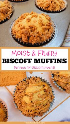 This Biscoff Muffins recipe results in moist, fluffy muffins. Made with speculoos cookie butter and topped with a quick biscoff streusel; the crushed biscoff cookies and the drizzling with more melted biscoff spread is optional, but definitely recommended! Biscoff Muffins, Biscoff Truffles, Lotus Biscoff Cheesecake, Fluffy Muffins, Speculoos Cookie Butter, Biscoff Recipes, Biscoff Cheesecake, Banana Crumb Muffins, The Best Desserts