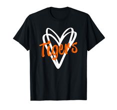 PRICES MAY VARY. If you have a school spirit for your Tigers team, this cute sports fan heart design is for you. A great gift for mom who has pride and loves watching her kids football, basketball, baseball or a school sport. The perfect gift for any girl whose pride is deep and loves playing for the Tigers sports team at school, college or university. Lightweight, Classic fit, Double-needle sleeve and bottom hem Tiger Team, Football Kids, Great Gifts For Mom, School Sports, School College, Cute Tshirts, School Shirts, School Spirit, Sports Fan