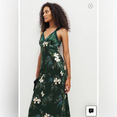 This Luxe Silk Maxi Is Designed In A Slinky Sleeveless Silhouette And Covered With Enchanting Allover Blooms. 54" Length (Size Medium) V-Neck Partially Lined 100% Silk Bought For An Event But Ended Up With A Different Option, Petite Friendly Green Satin Dress With Floral Print, Green Floral Print Satin Dress, Sleeveless Satin Slip Dress With Floral Print, Satin Sleeveless Slip Dress With Floral Print, Evening V-neck Slip Dress With Floral Print, Fitted Sleeveless Floral Print Evening Dress, Sleeveless Silk Floral Print Evening Dress, Evening Sleeveless Floral Print Dress, Sleeveless Silk Evening Dress With Floral Print