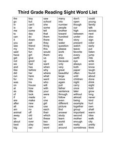 the third grade reading sight word list is shown in this printable worksheet