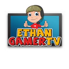 the logo for ethan gametv with a cartoon character on it's screen