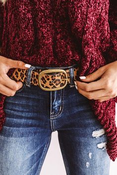 Finish off your OOTD the best way with the stunning "Camille" statement belt featuring a genuine cow leather leopard print band with a thick gold oval buckle! 
 
 Small-33 Inches
 Medium-36 Inches
 Large-39 Inches Trendy Gold Belt For Fall, Trendy Gold Belts For Fall, Trendy Belt Buckles For Fall, Trendy Fall Belt Buckles, Trendy Adjustable Belts For Fall, Leopard Belt, Statement Belt, Impressions Online Boutique, Model Fits