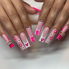 Long Baddie Nails, Pink Baddie Nails, Freestyle Nails, Nails Styles, Acrylic Ideas, Pink Gel Nails, Spring Acrylic Nails, Wow Nails