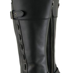 Xelement X93009 Women's 'Myna' Black Performance Knee High-Tall Leather Motorcycle Boots Boot Features Made of Heavy-Duty Top Grain Cowhide Leather Inside Zipper for Easy on and Off Wear Adjustable Back-Buckle for an Optimal Fit Moisture Wicking Liner Shock Absorbent Performance Insoles - Withstands Even the Toughest Daily Wear Non-Skid and Non-Marking Outsoles Skull and Piston Design Xelement Plates Xelement Logo Plate on Heel Xelement Stamped Logo on Ankle Rivets and Lace Details Antique Color Black Knee-high Moto Boots With Zipper Closure, Black Biker Moto Boots For Riding, Black Leather Knee-high Boots With Zipper, Black Knee-high Moto Riding Boots, Black Knee-high Moto Boots For Riding, Black Leather Knee-high Boots For Outdoor, Black Wide Calf Moto Boots With Snip Toe, Piston Design, Mechanic Gloves