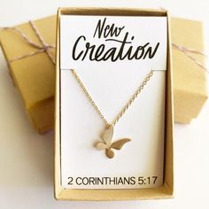 New Creation, butterfly necklace, butterfly jewelry, baptism gift, gift, Christian gifts, Christian New Creation In Christ, Christian Baptism, Butterfly Necklaces, Mustard Seed Necklace, Bible Verse Necklace, Gifts Christian, Necklace Butterfly, Faith Necklace, Christian Gifts For Women