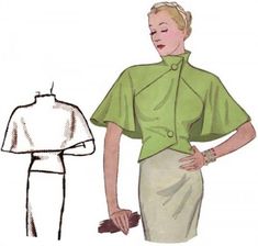 a drawing of a woman in a green shirt and skirt