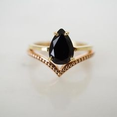 Black Onyx 14k Gold Ring - JewelLUXE Black Fine Jewelry Rings For Everyday, Everyday Black Fine Jewelry Ring, Everyday Fine Black Ring, Modern Black 14k Gold Stackable Rings, Gold Onyx Ring, Wedding Jackets, Leaf Wedding Band, Black Onyx Jewelry, Onyx Engagement Ring