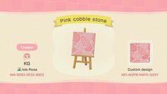 the pink cobble stone is on display in this animal crossing game character's design