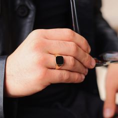 ✨ Discover the ultimate blend of luxury and elegance with our 14k Solid Gold Signet Ring for Men! This stunning piece features a black enamel square design, making it a perfect statement accessory for any occasion. Crafted with precision, this ring exudes sophistication and style, ideal for the modern man. 💎 Our Rectangle Black Onyx Ring for Men is a timeless addition to any jewelry collection. The deep black onyx stone contrasts beautifully with the rich gold, creating a striking look that is Minimalist Onyx Signet Ring For Formal Events, Minimalist Onyx Signet Ring For Formal Occasions, Black Polished Signet Ring For Formal Occasions, Timeless Black Jewelry For Business, Classic Black Signet Ring For Formal Occasions, Black Rectangular Signet Ring For Anniversary, Modern Black 14k Gold Signet Ring, Black Minimalist Signet Ring For Formal Events, Luxury Black Signet Ring For Formal Occasions