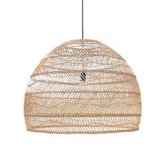 a hanging light made out of bamboo