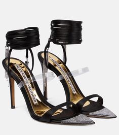 Metafisico 105 crystal-embellished sandals in black - Alexandre Vauthier | Mytheresa Alexander Vauthier, Sandals On Sale, Alexandre Vauthier, Embellished Sandals, Footwear Design Women, Sandals For Sale, Designer Sandals, Ankle Straps, High Heel Sandals