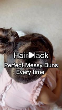 Nancy Amery on Instagram: "Hair Hack 🚨  Want to know the trick to perfect messy buns every time? Here you have it.   Any questions, pop them below 👇 and be sure to tag anyone what would find this helpful.  #hairhack #hairtutorial #hairtip #girlshairtutorial #girlshairhack #howtohair #messybun #messybuntutorial #messybunhack #cutehairstyles" Space Buns Kids Hair, Bun Bow Hairstyle, Diy Space Buns, Toddler Bun Hairstyles, Kids Space Buns, Toddler Buns Hairstyles, Toddler Space Buns, Messy Pigtail Buns, 2 High Buns