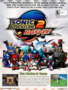 an advertisement for the game sonic adventure battle 2, featuring characters from several different video games