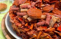 a plate full of food on top of a table