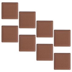 six chocolate squares are arranged in the shape of an eight - square pattern on a white background