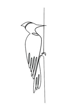 a drawing of a bird on a pole