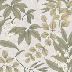 a wallpaper with leaves and berries on it